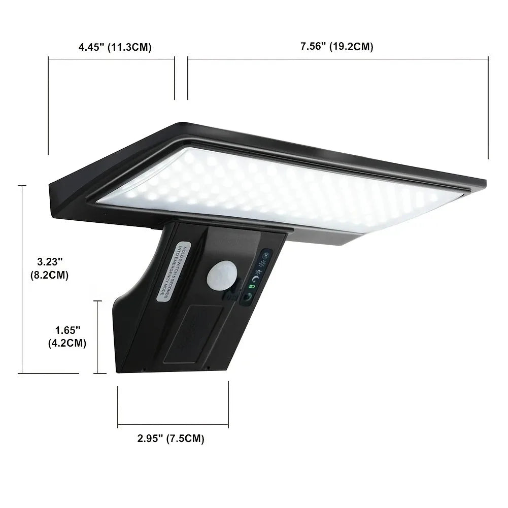 Solar LED Security Flood Light 90 SMD2835 LEDs PIR Motion Sensor IP65 Waterproof 4 Modes 2600mAh ABS Porch Yard Garden Wall Light