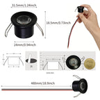 IP65 Mini LED Recessed Downlight 2W DC 12V 25mm Cutout 60 Degree Aluminum Silver Nickel Finish Cabinet Stair RV Caravan