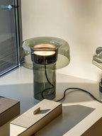 Mid-Century Mushroom Glass Table Lamp E26 E27 26x20cm Brown Green Gray CRI 90+ AC 110-240V