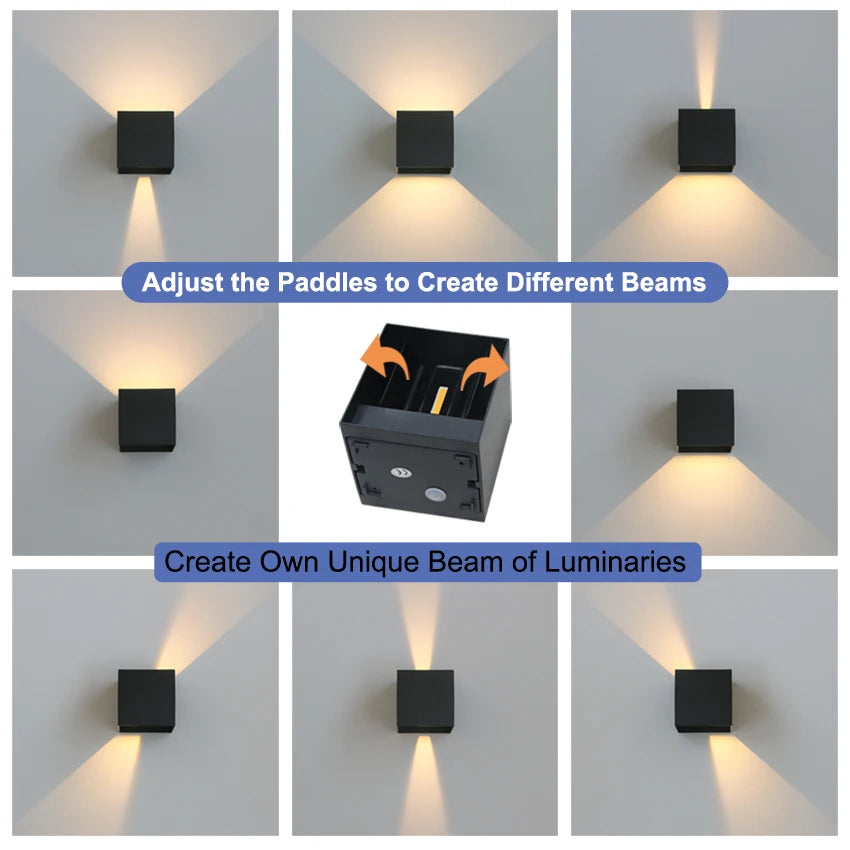 IP65 LED Wall Lamp 6W 12W Aluminum Clear Glass Up and Down AC 90-260V Indoor Outdoor Waterproof Black White Gray