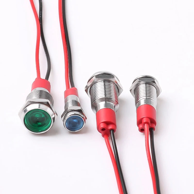 Metal LED Indicator Pilot Light Copper IP66 Waterproof 6mm 8mm 10mm 12mm Panel Mount AC DC 3-220V Red Yellow Blue Green White