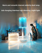 Crystal Rose LED Desk Lamp USB Rechargeable 5W Touch Switch 3 Color Temperatures ABS Acrylic Bedroom Bedside Night Light
