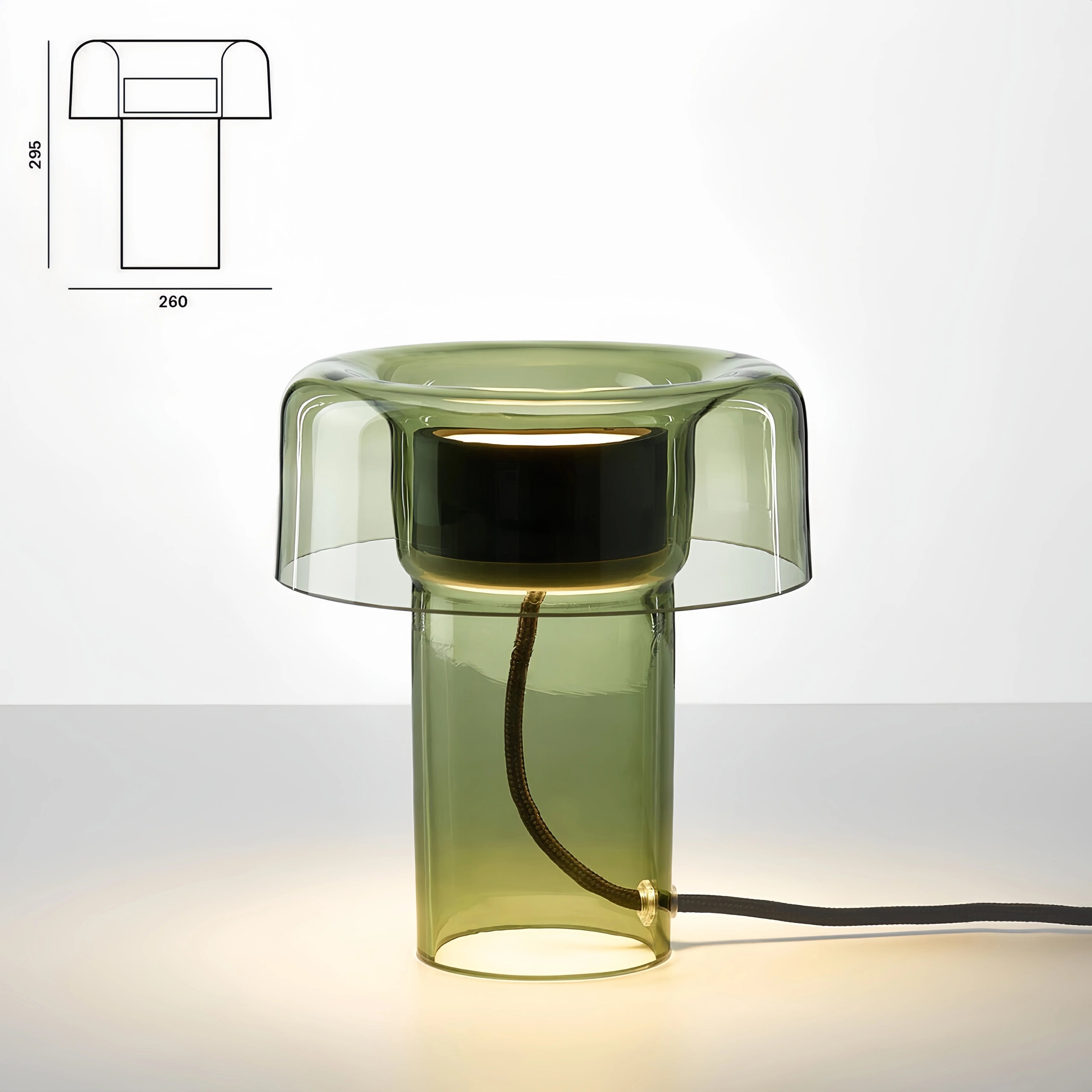 Mid-Century Mushroom Glass Table Lamp E26 E27 26x20cm Brown Green Gray CRI 90+ AC 110-240V