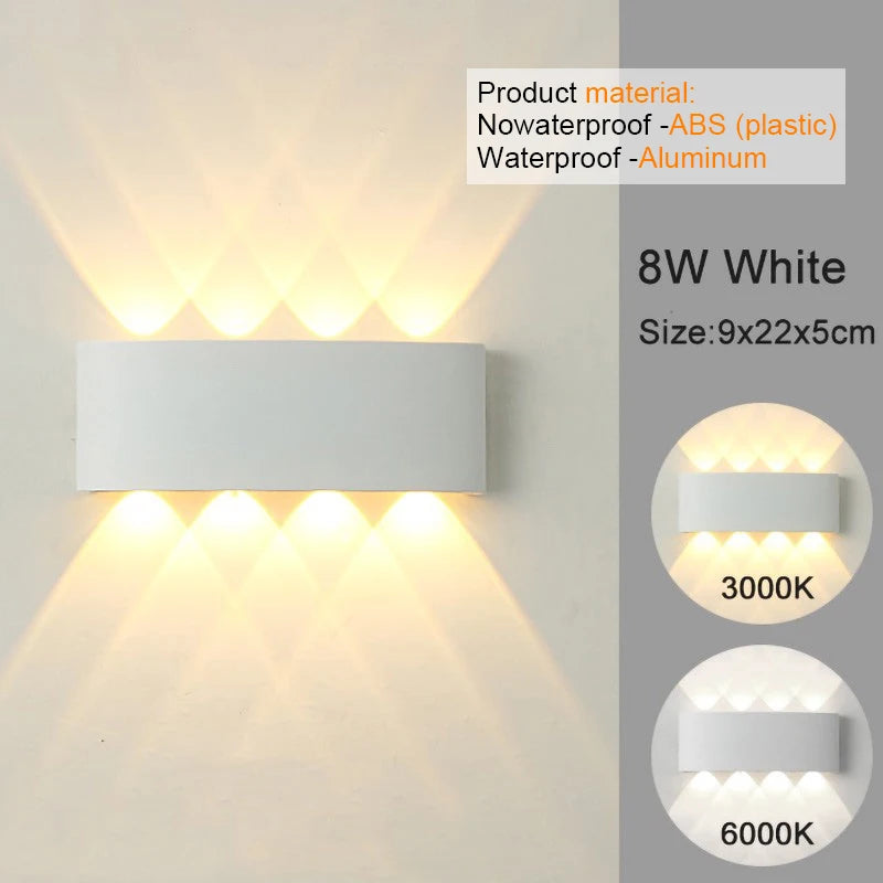Modern LED Wall Sconce Up Down 6 Sizes Black White 3000K 6500K Waterproof AC 85-265V