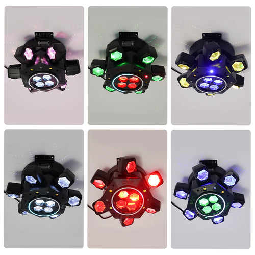 120W RGBW Stage Light 25CH DMX512 CREE Laser Strobe Sound 540° Rotation AC 95-245V US Plug