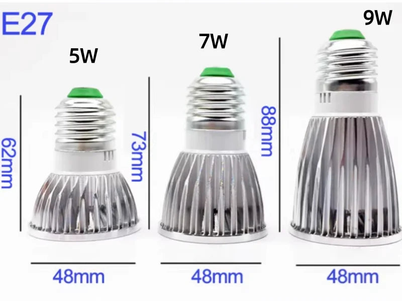 10-Pack COB LED Spotlight 5W 7W 9W GU10 MR16 E27 E14 CRI 85+ 90lm/W 60° AC 85-265V 3-Color