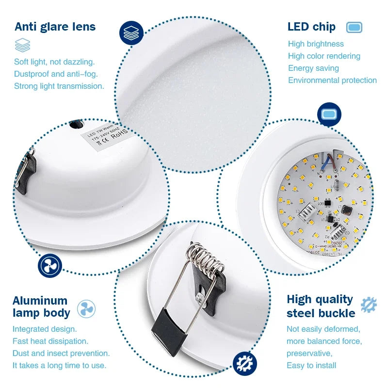 10-Pack LED Recessed Downlight 5W 9W 12W 15W 18W Epistar DC12V DC24V AC110-240V 120°