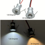 1W DC 12V Mini LED Recessed Spotlight Kit Remote Control Driver AC 100-265V D20mm 15mm Cutout