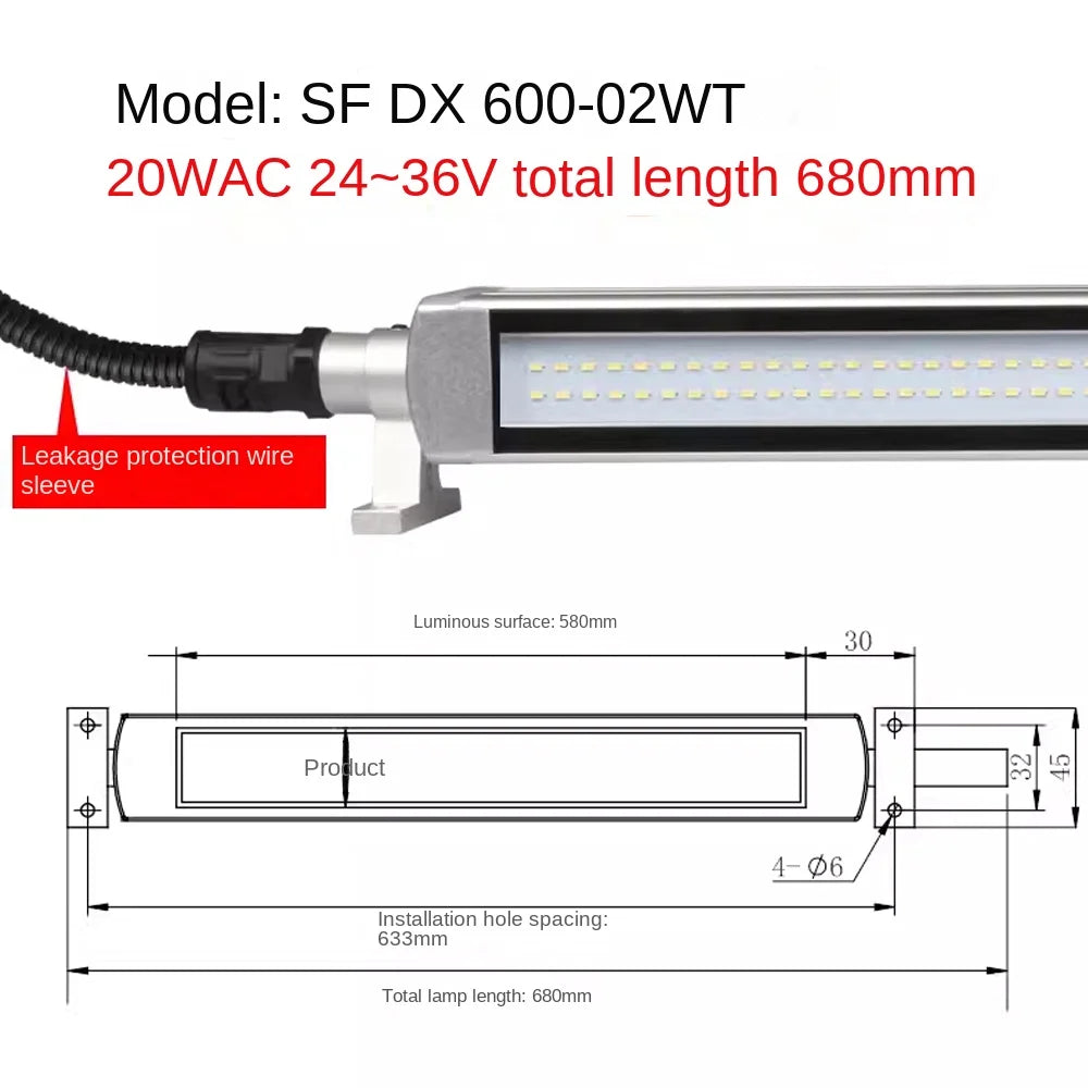 IP67 Explosion-Proof LED Machine Tool Work Light 6W-20W 720lm 360° Rotation DC 24V AC 110-250V