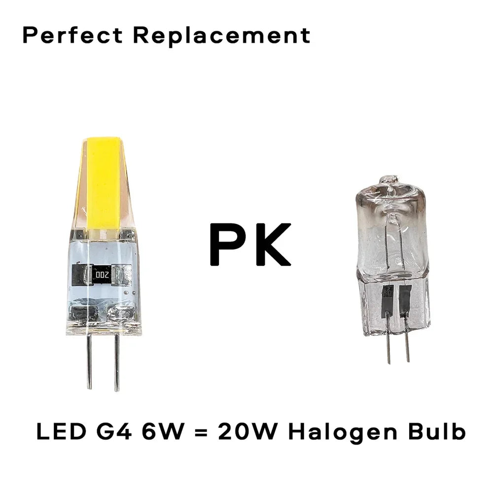 G4 LED COB Bulb 6W 250lm 360° CRI 80+ DC 12V Warm Cool White Chandelier Spotlight