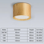 Nordic Wood Grain LED Surface Mounted Ceiling Downlight 5W 7W 15W Iron AC 85-265V D85mm to D120mm Wood Black White Foyer Living Room Bedroom