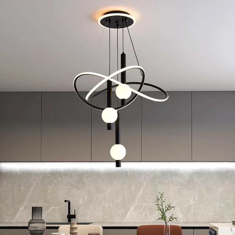 Modern 3D Acrylic LED Pendant Chandelier 75W 2200lm Dual-Mode Dimmable 50cm AC 90-240V