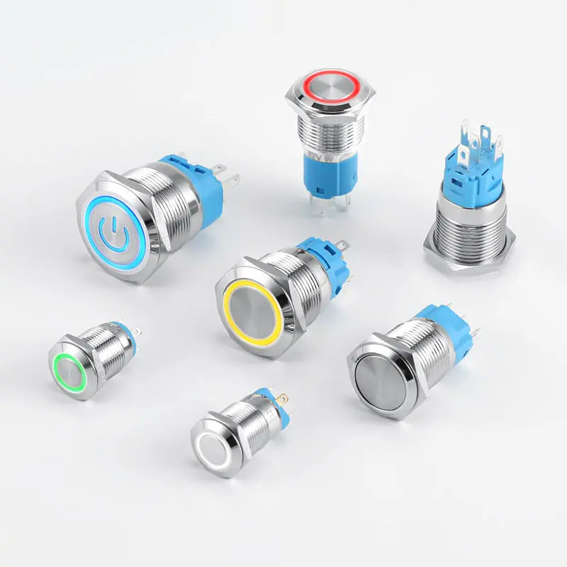 IP65 LED Metal Push Button Switch 12mm 16mm 19mm 22mm 1-3A Momentary Latching 3-220V 5 Colors