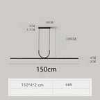 Nordic Long LED Pendant Light Iron 80cm 100cm 120cm 150cm Black White Kitchen Island 90-260V