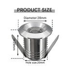 Mini LED Recessed Spotlight 1W 3W AC 85-265V or DC 12V 20mm Cutout 25 Degree Aluminum Brushed Nickel 4 Pack or 10 Pack Showcase
