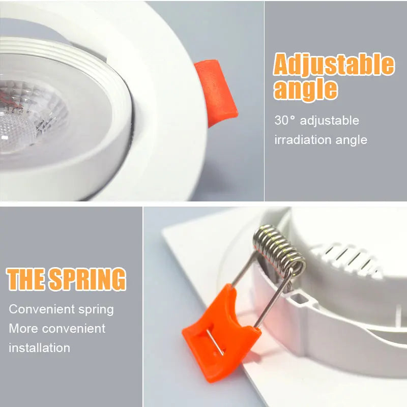 Ultra-Thin LED Recessed Downlight 3W 5W 7W 9W 12W Epistar Round Square AC 110-245V 30,000hr