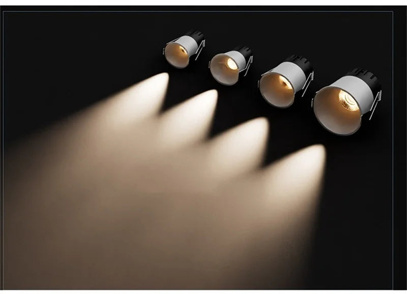 Mini Anti-Glare COB LED Downlight 3W-18W CRI 90+ 95-110lm/W 24° 38° Dimmable AC 85-265V