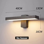 PIR Motion Sensor LED Wall Lamp IP65 340° Rotatable 20-50cm Warm White AC 85-265V Black