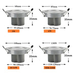 COB LED Recessed Downlight 3W 6W 10W 14W 18W 24W CRI 95 120 Degree IP52 Die Cast Aluminum Dimmable Driver Included AC 85-265V Warm White Natural White Cool White