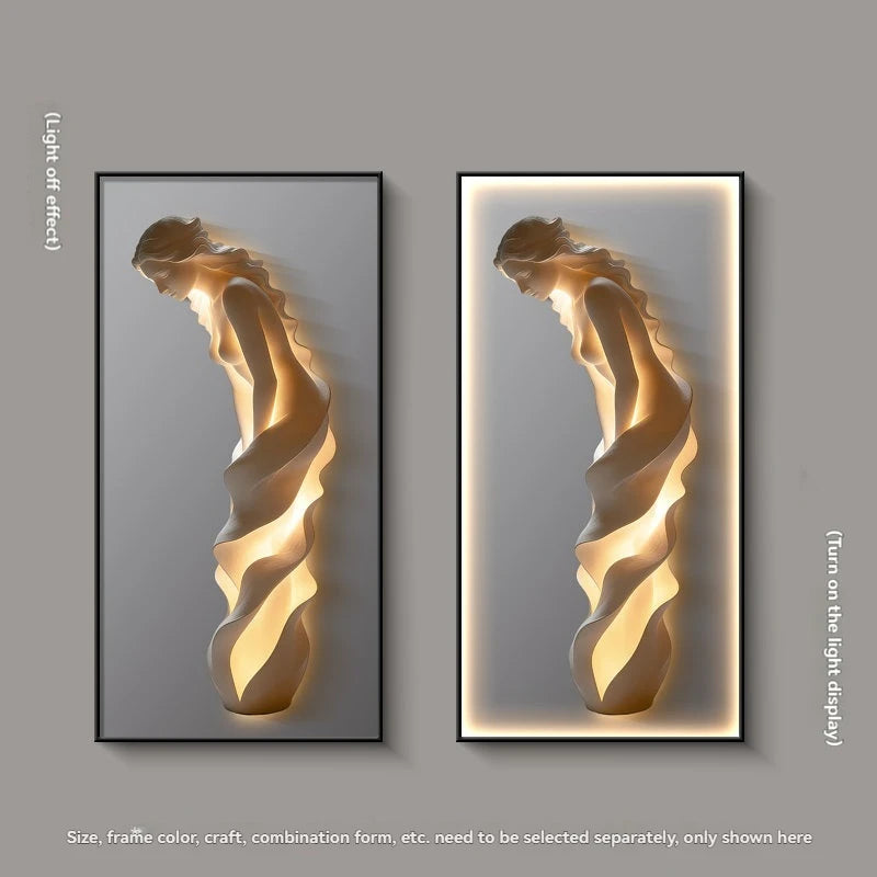 Modern Abstract Painting LED Wall Lamp Crystal Dimmable Remote AC 90-260V Living Room