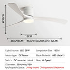 DC Motor Ceiling Fan with Light 38 46 56 Inch 3 Blade Remote Control AC 110-220V