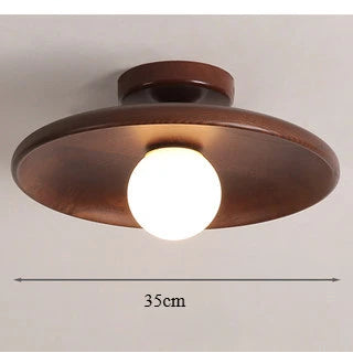 Nordic Japanese Bamboo Wood Glass LED Ceiling Lamp E26 E27 Surface Mount AC 90-260V Corridor
