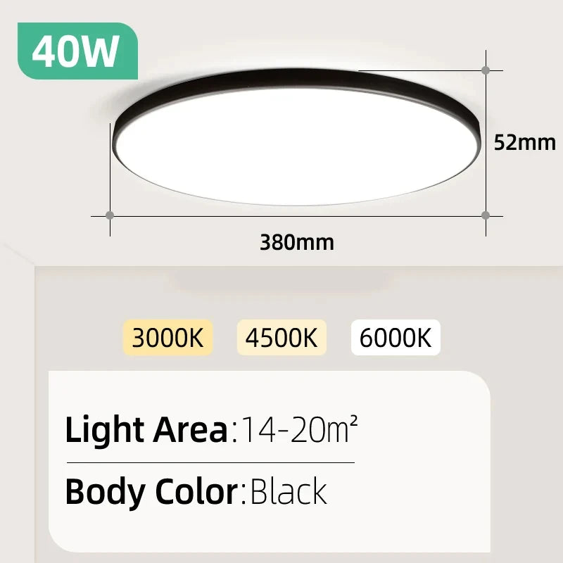Ultra-Thin LED Surface Ceiling Light 10W 15W 20W 30W Square Round CRI 90+ AC 90-265V