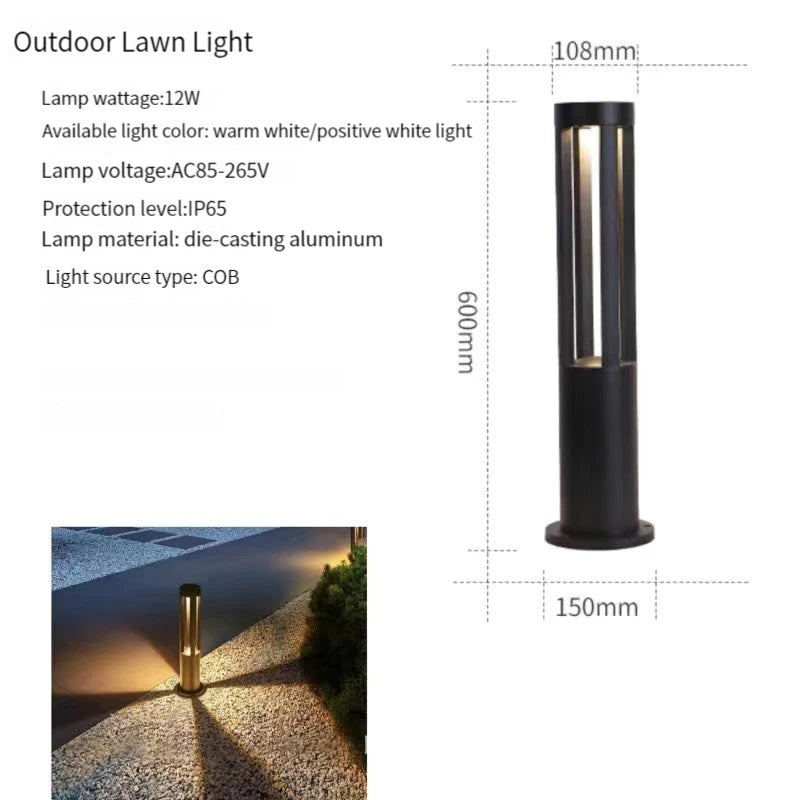 IP65 LED Garden Lawn Lamp 7W 10W 12W Die-Cast Aluminum AC 110-220V Warm Natural Cool White