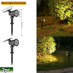 Solar LED Spotlight IP65 Waterproof 9 LED RGB 3 Lighting Modes 180 Degree Adjustable ABS Stake or Wall Mount Garden Yard Landscape