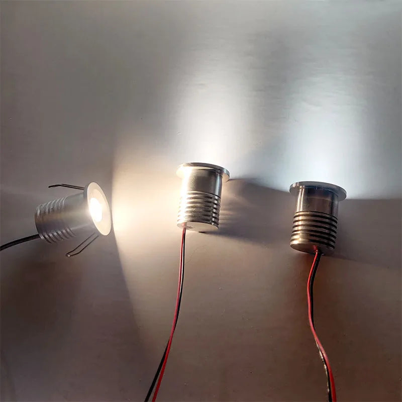 2W 3W DC 12V 24V Mini LED Recessed Spotlight IP65 PWM Dimmable 27mm Cutout 30° 60° 3-Color