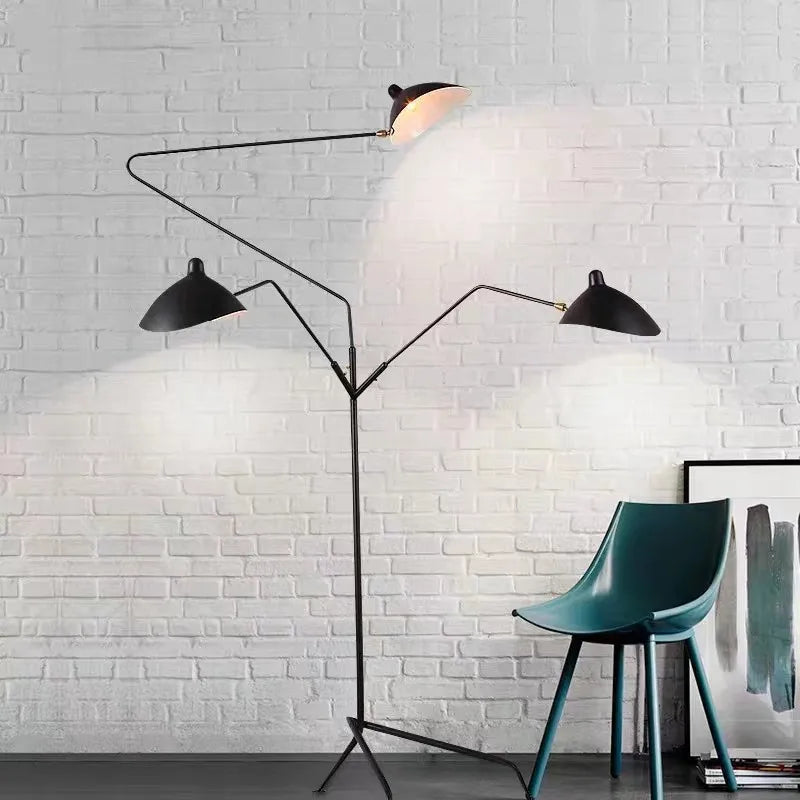3-Arm Tripod LED Floor Lamp E26 Art Deco Iron Copper Bronze Remote Control Dimmable AC 90-260V Adjustable Spider Standing Lamp Bedroom Living Room