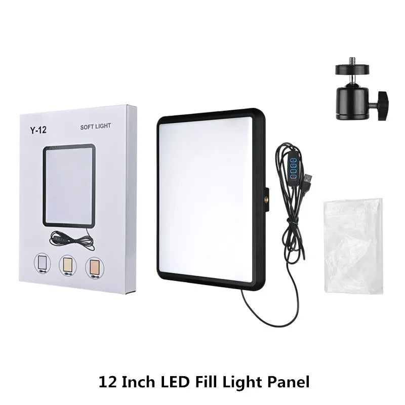 8/12 Inch LED Photography Video Panel Light 12W 15W 1700lm CRI 85+ 2800-7000K 5V USB-C Tripod