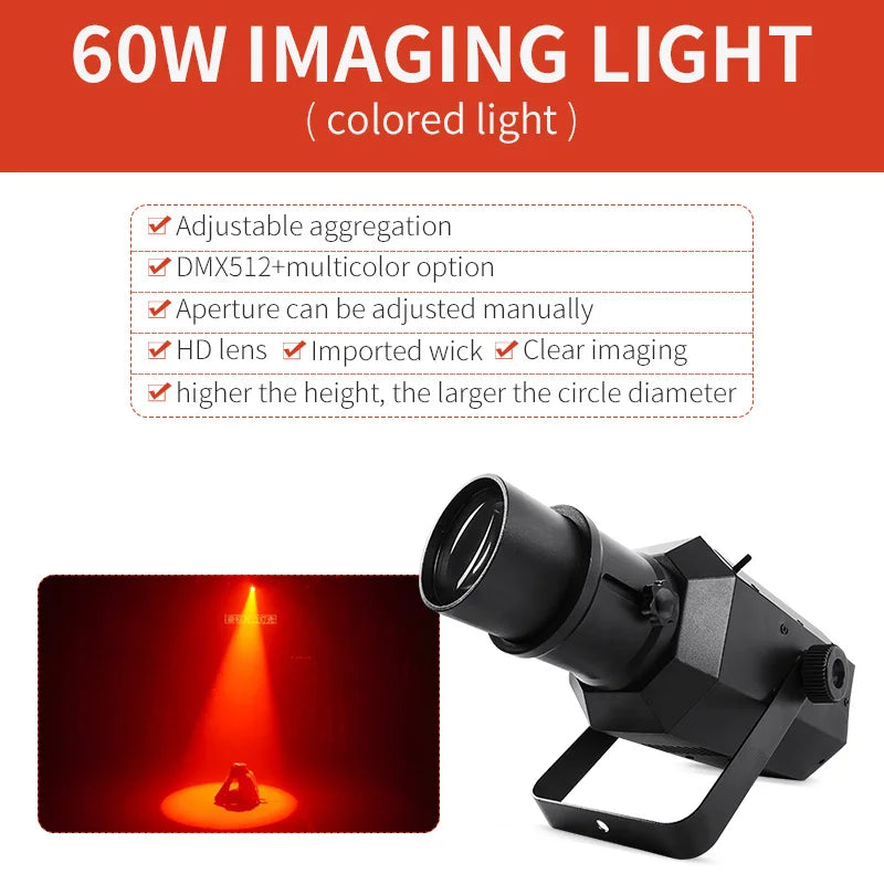80W COB LED Stage Follow Spot Light DMX512 Voice Control Standalone AC 110-220V 30x12x12cm