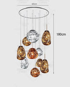 Modern Glass Iron Pendant Chandelier 3-21 Heads Round Linear Black Silver Gold AC 90-265V