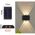 Solar LED Wall Light IP65 Waterproof Up and Down 2 LED or 6 LED White Warm White Auto Dusk to Dawn Garden Stair Fence Outdoor