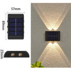 Solar LED Outdoor Wall Light Up and Down 2 or 6 LED IP65 Waterproof 600mAh Auto On/Off Warm White Cool White Garden Fence Stair Corridor