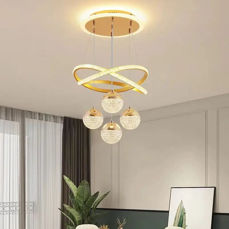 Modern LED Chandelier Iron Acrylic Semi Flush Mount 400mm Up and Down Shadeless AC 110-260V Black Gold Dining Room Living Room