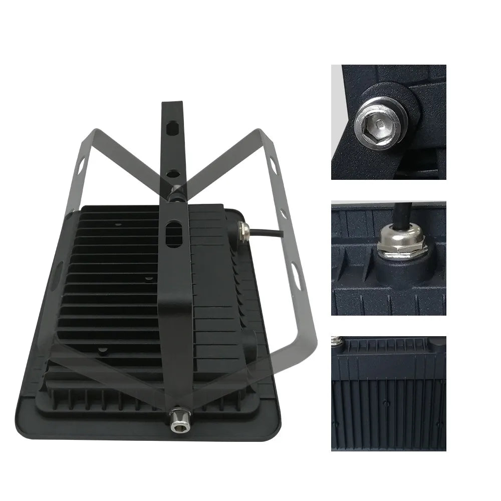 LED Flood Light 10W 20W 30W 50W 100W IP68 120° AC 110-240V Die-Cast Aluminum Black Shell