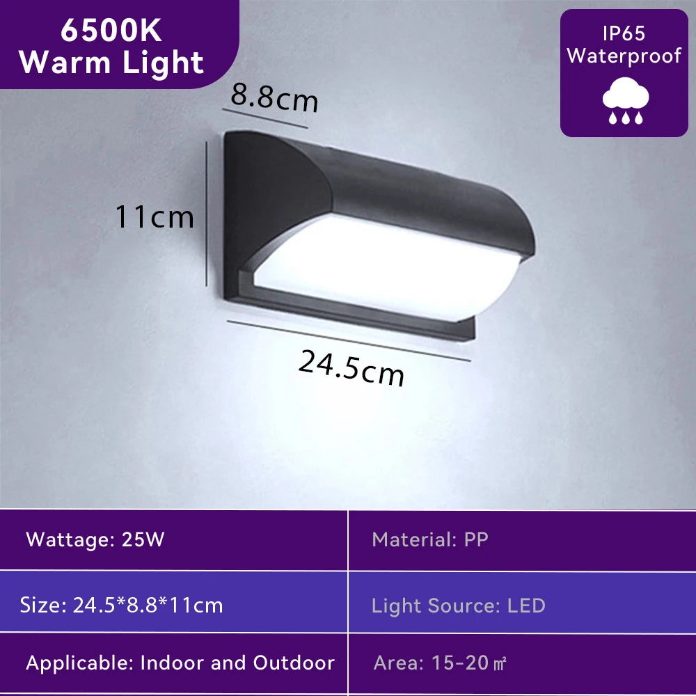 Modern Outdoor LED Wall Light Waterproof Black PC Acrylic Porch Garden AC110-220V