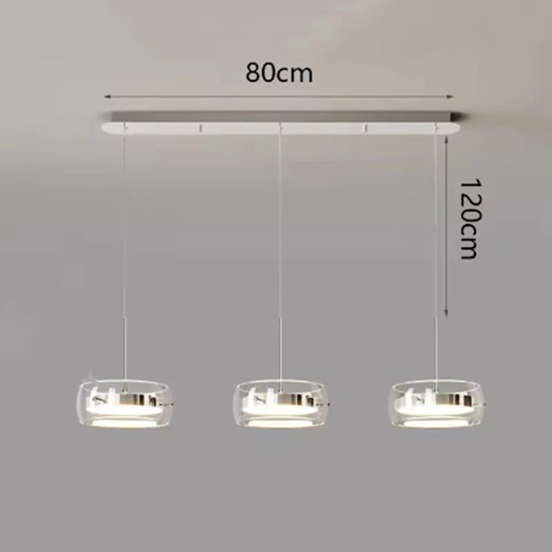 Modern Multi-Head Glass Pendant Light 1 3 4 Heads 5-60W Ironware Dimmable AC 90-265V