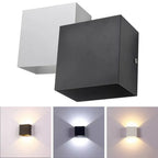 6W 12W IP65 COB LED Wall Lamp 90-100lm/W 100° Adjustable AC 85-265V White Black 100x100mm