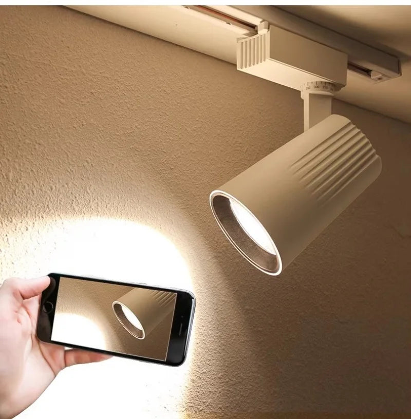Dimmable COB LED Track Light 7W 12W 15W 20W 30W 40W 100lm/W Multi-Angle AC 110-240V Black White
