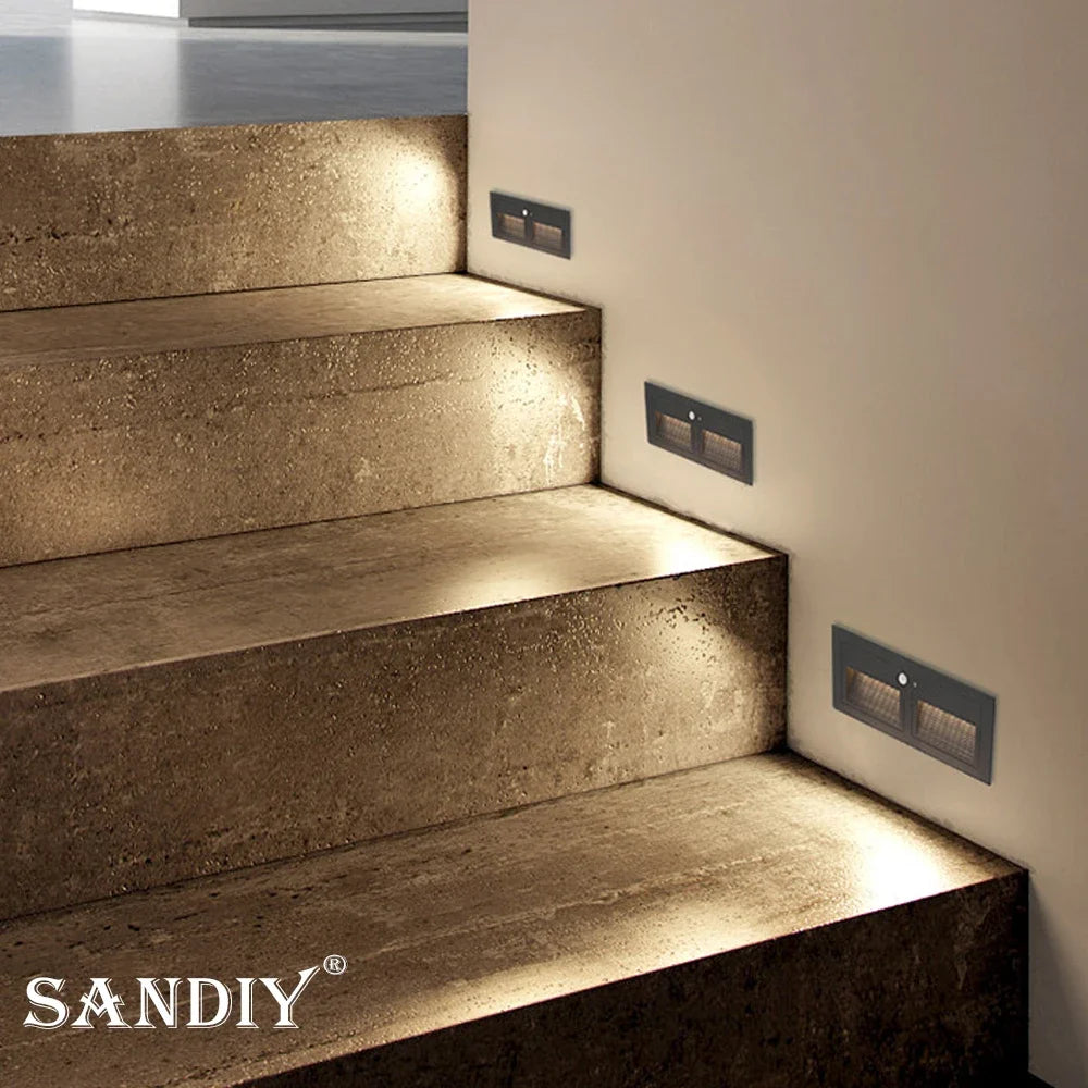 IP65 LED Outdoor Step Wall Light PIR Sensor or Switch Control Die Cast Aluminum Warm White Cool White AC 85-265V or DC 12-24V Black White