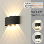 Modern LED Wall Sconce Up Down 6 Sizes Black White 3000K 6500K Waterproof AC 85-265V