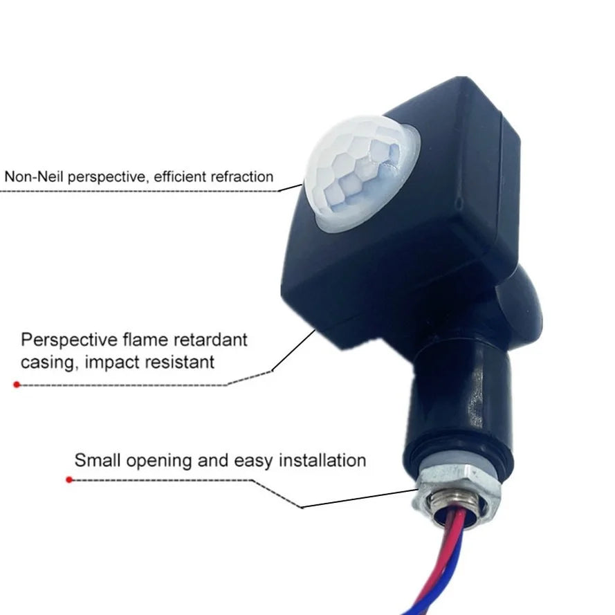 IP65 PIR Motion Sensor Switch AC 85-265V 160 Degree 6 to 8 Meter Detection Range Adjustable Sensitivity Timer Day Night Mode ABS Panel Mount