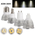 9W 12W 15W Multi-Chip LED Spotlight GU10 E27 E14 MR16 CRI 80+ 45-60° AC 85-265V 3-Color