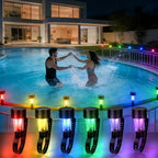 Solar LED Pool Railing Light IP44 Multi Color Auto Dusk to Dawn Adjustable Strap Mount Outdoor Garden Fence Path 6 Pack