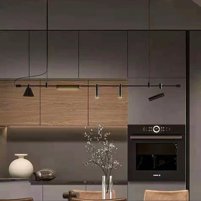 Nordic Designer LED Chandelier Pendant Light Black Iron Flush Mount Dining Room Kitchen Bar Table AC 90-260V