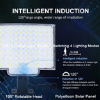 Solar LED Motion Sensor Flood Light 106 LED 3500lm 360 Degree Sensor 5 to 8 Meter Range Remote Control Outdoor Security Wall Lamp