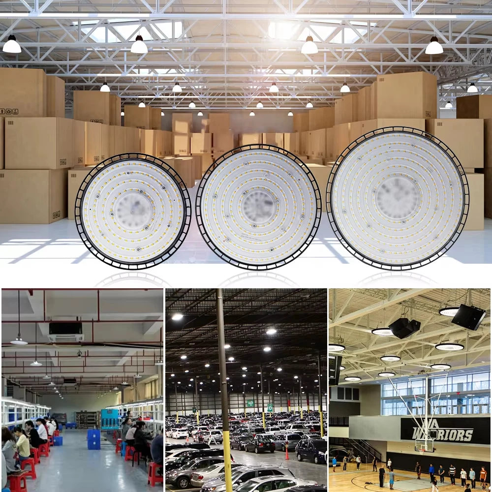 UFO LED High Bay Light 100W 150W 200W 300W SMD2835 IP65 6000-6500K AC 85-265V Warehouse